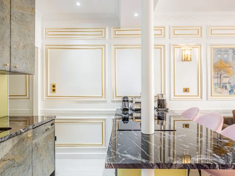 Apartment, City View | Private kitchen | Fridge, microwave, oven, stovetop