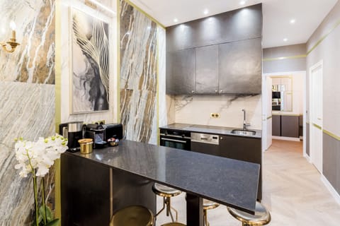 Apartment, Courtyard View | Private kitchen | Fridge, microwave, oven, stovetop