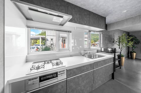 Fridge, microwave, stovetop, toaster