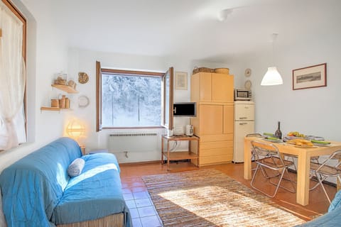 Family Apartment, Multiple Bedrooms (Appartamento Chez Mavi Cond Il Rio) | Living area | 21-inch Smart TV with cable channels