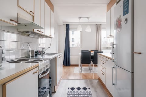 Classic Apartment, City View | Private kitchen | Full-size fridge, microwave, oven, stovetop