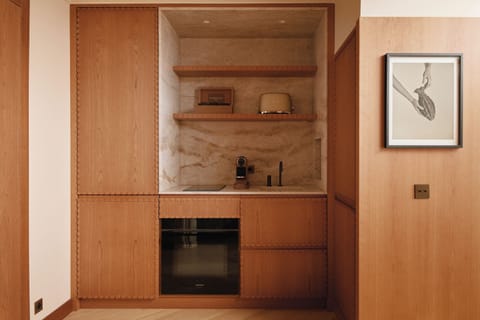 Superior Studio | Private kitchen | Fridge, microwave, oven, stovetop