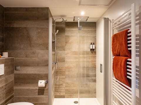 Eco-friendly toiletries, hair dryer, towels, soap