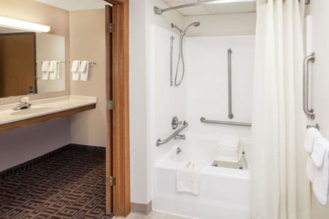 Room, Accessible | Bathroom | Combined shower/tub, deep soaking tub, rainfall showerhead