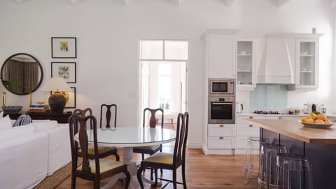 Flat-screen TV, DVD player, heated floors