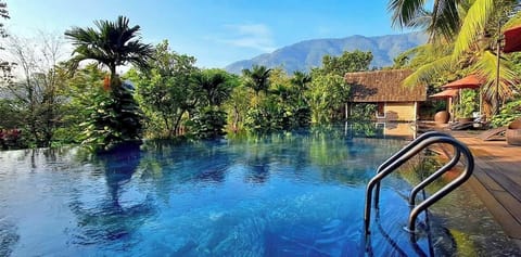 Indoor pool, outdoor pool, pool umbrellas, sun loungers
