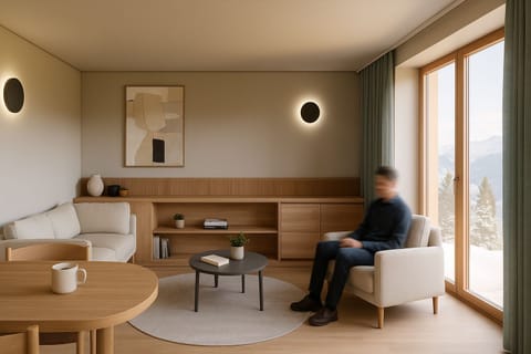 Suite, 1 King Bed, Mountain View | Living area | 40-inch flat-screen TV with satellite channels