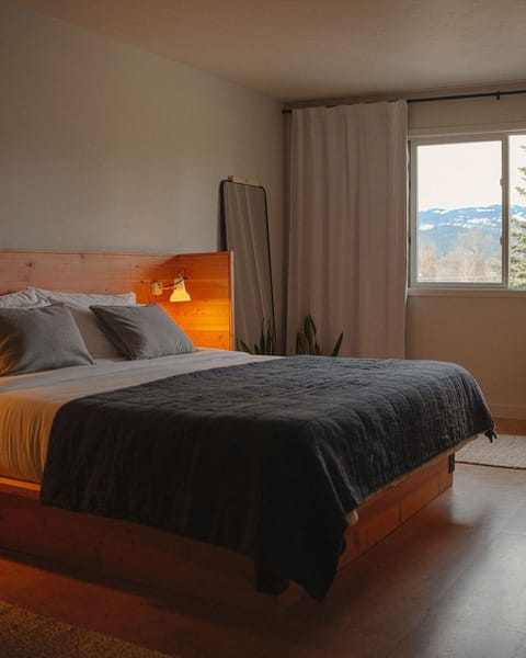 Hypo-allergenic bedding, desk, laptop workspace, iron/ironing board