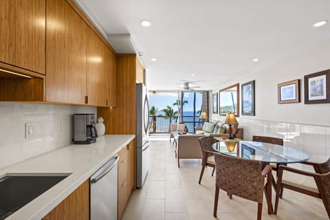 Condo, Multiple Beds, Balcony, Garden View (Mana Kai 304) | Private kitchen | Coffee/tea maker, dining tables