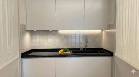 Deluxe Apartment, City View | Private kitchen | Fridge, microwave, stovetop, espresso maker