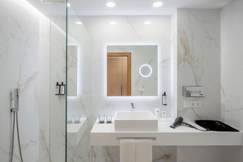 Hair dryer, bidet, towels