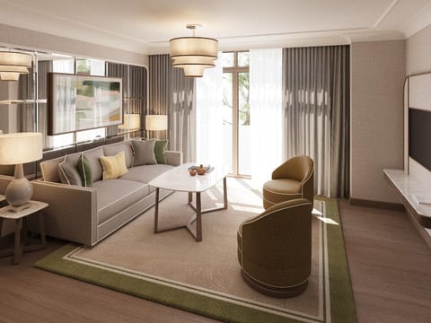 Deluxe Suite, Garden View | Free minibar, in-room safe, desk, blackout drapes