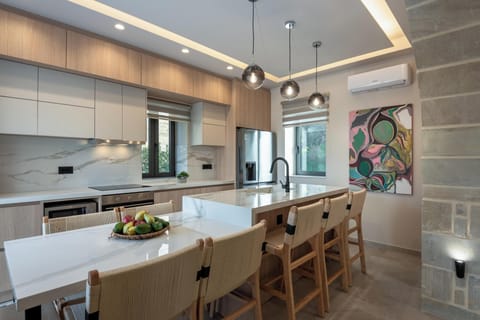 Villa | Private kitchen | Full-size fridge, microwave, oven, stovetop