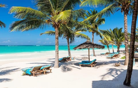 On the beach, white sand