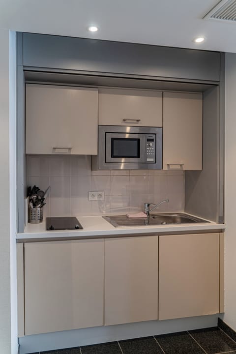 Superior Studio, 1 King Bed | Private kitchen | Fridge, microwave, stovetop, dishwasher