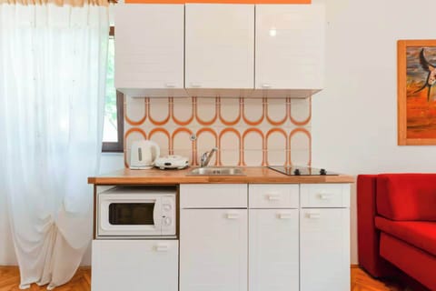 Traditional Apartment, 1 Bedroom, Garden View | Private kitchen | Highchair