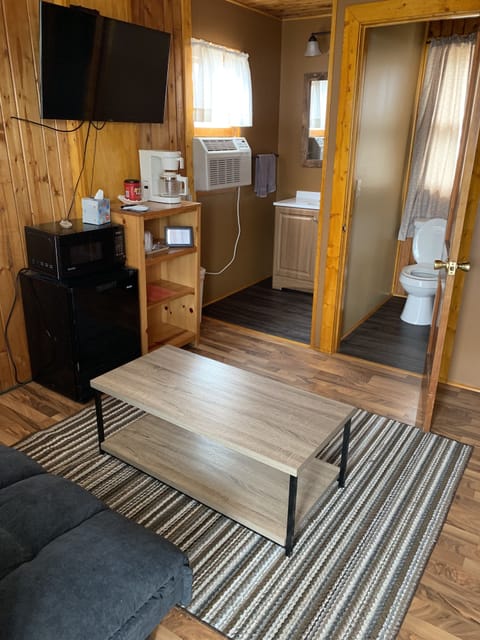 Cabin, 2 Queen Beds | Living area | LED TV, iPod dock