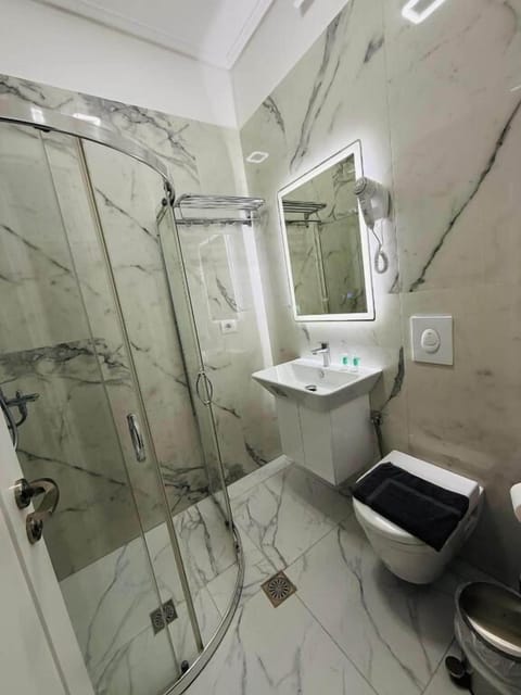 Free toiletries, hair dryer, slippers, towels