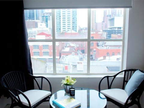 Individually decorated, individually furnished, desk, blackout drapes