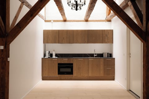 Exclusive Penthouse | Private kitchen | Full-size fridge, oven, stovetop, dishwasher