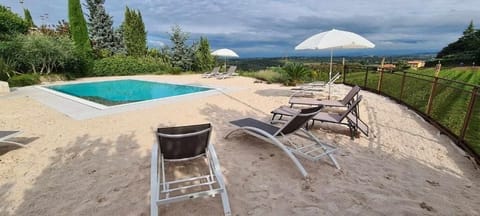 Seasonal outdoor pool, pool umbrellas, sun loungers