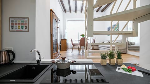 Apartment (0 Bedroom) | Private kitchen | Oven, stovetop, dishwasher, electric kettle