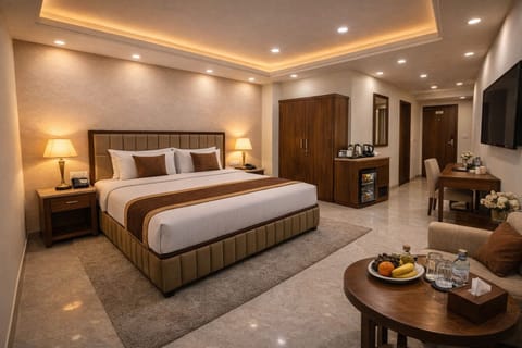 Deluxe Double Room, City View | Hypo-allergenic bedding, desk, laptop workspace, soundproofing