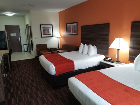 Desk, laptop workspace, free WiFi, bed sheets