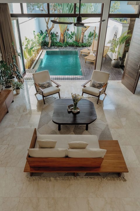Villa, Balcony, Pool View | Living area | 43-inch LED TV with digital channels