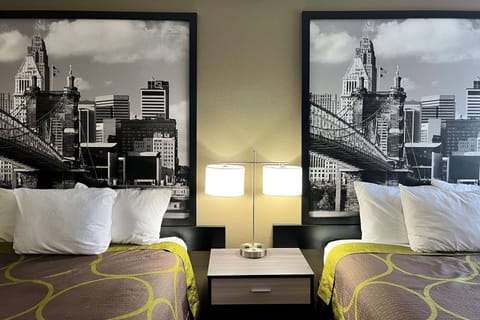 Desk, blackout drapes, iron/ironing board, free cribs/infant beds