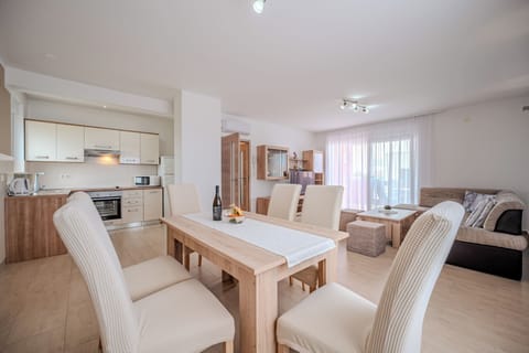 Classic Apartment, Partial Sea View | Private kitchen | Full-size fridge, microwave, oven, stovetop