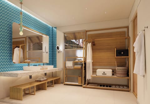 Deluxe Suite (Garden) | Bathroom | Eco-friendly toiletries, hair dryer, bathrobes, slippers