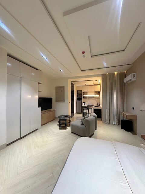 Deluxe Apartment, Balcony, City View | In-room safe, desk, laptop workspace, blackout drapes