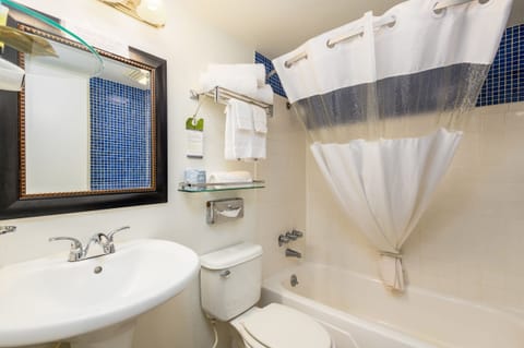 Standard Room - Double Queen Beds - No Pets | Bathroom | Combined shower/tub, free toiletries, hair dryer, towels