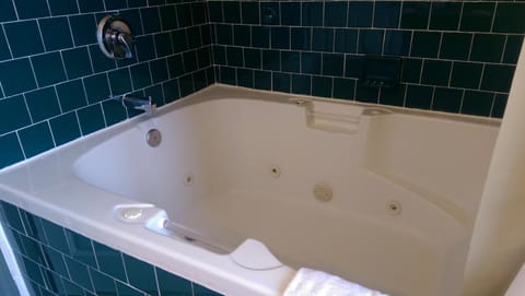 Combined shower/tub, hair dryer, towels