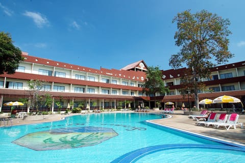 Outdoor pool, sun loungers