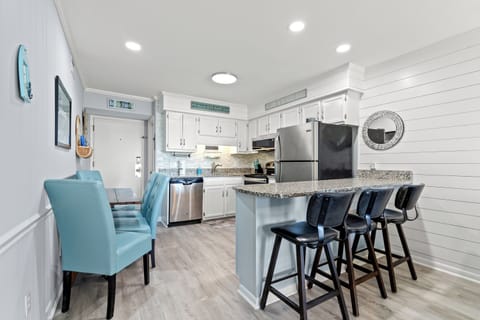 Deluxe Condo, 2 Bedrooms, Balcony, Partial Ocean View (106E) | Private kitchen | Fridge, microwave, oven, stovetop