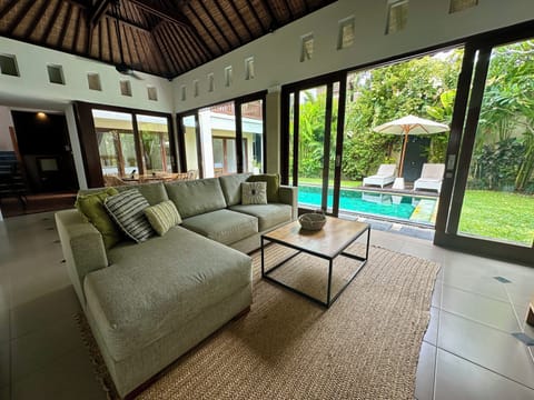 Luxury Villa, Balcony, Pool View | Living area