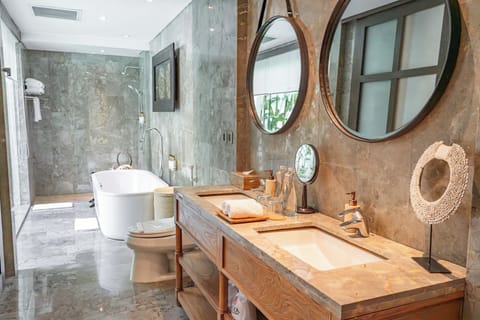 Villa, 2 Bedrooms, Private Pool | Bathroom | Separate tub and shower, free toiletries, bathrobes, slippers