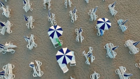 Private beach, sun loungers, beach umbrellas, beach volleyball