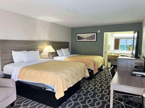 Room, 2 Queen Beds, Non Smoking | Desk, iron/ironing board, free WiFi, bed sheets