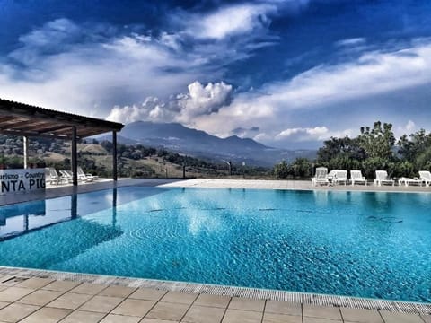 Seasonal outdoor pool, sun loungers