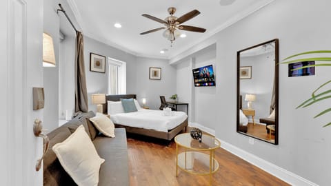 Studio, 1 Queen Bed with Sofa bed | Living area | 55-inch Smart TV with digital channels