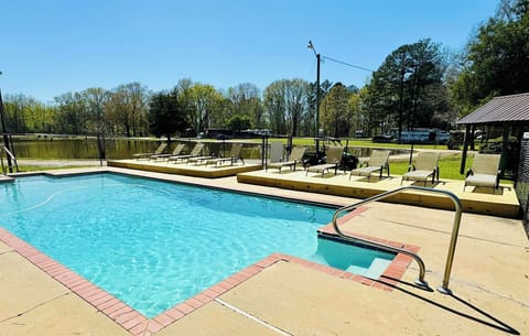 Outdoor pool, sun loungers