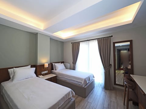 Deluxe Twin Room, City View | Minibar, in-room safe, laptop workspace, soundproofing