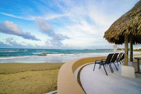 On the beach, white sand