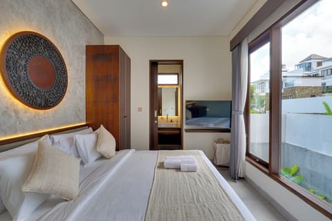 Villa, 3 Bedrooms, Private Pool, Pool View | In-room safe, desk, laptop workspace, blackout drapes