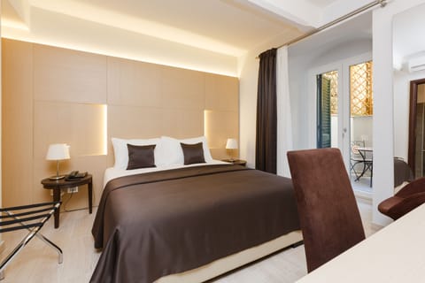 Superior Double Room, Balcony, Garden View | Down comforters, minibar, in-room safe, desk