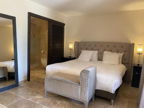 Junior Double Room, Patio, Garden View | In-room safe, desk, iron/ironing board (on request), WiFi (free)