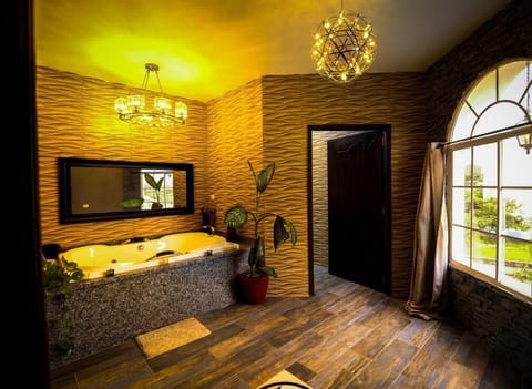 Shower, towels, soap, shampoo